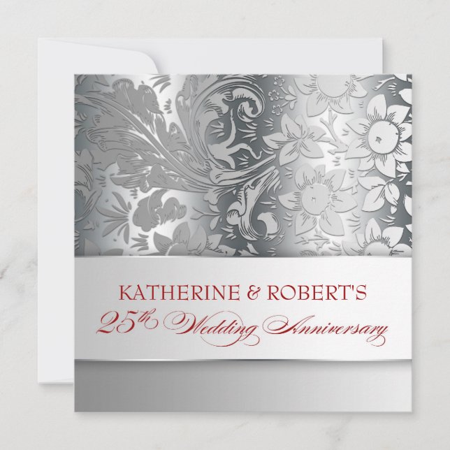 belle argent 25 ans invitations (Devant)