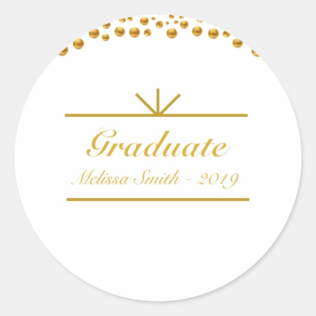 Belle autocollant d'étudiant diplômé doré (Devant)