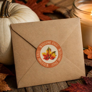 Belle Autocollant Rond de Bienvenue d'Automne