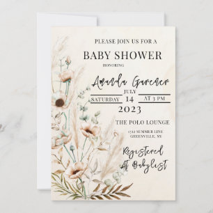 Belle Baby shower de fleurs de Boho Invitation