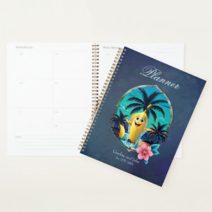 Belle banane de dessin animé sur la plage tropical
