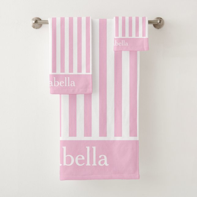 Belle bande rose et blanche verticale Personnalisé (En situation)