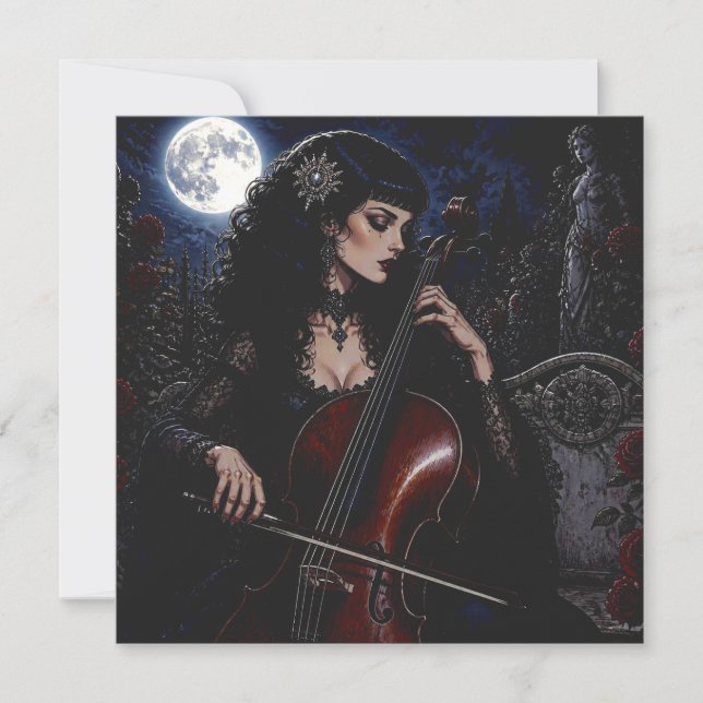 Belle Beauté Gothique Jouant du Violoncelle  (Devant)
