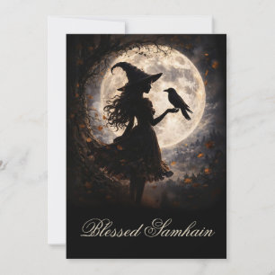 Belle bénédiction de Samhain avec sorcière et corb