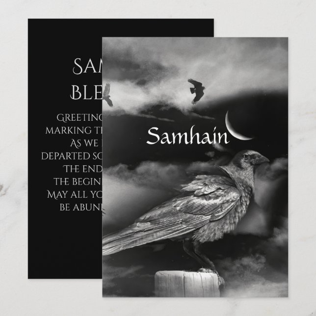 Belle bénédiction de Samhain Lune Corbeau Corneill (Devant / Derrière)