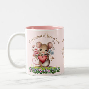 Belle Bible Écriture Mug Souris Coeur rose