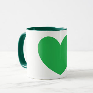 Belle Big Green Heart Design Café Mug