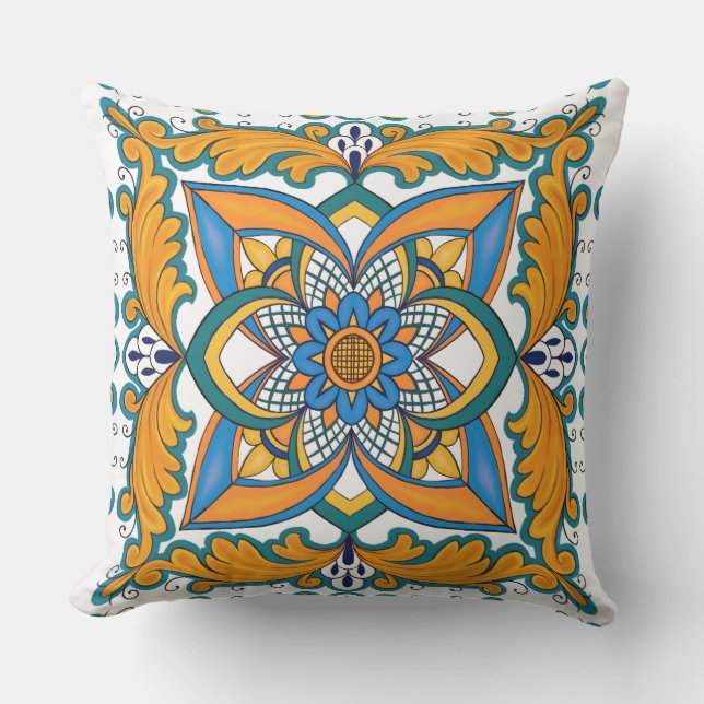 Belle Boho Italien Carrelage Coussin extérieur (Recto)