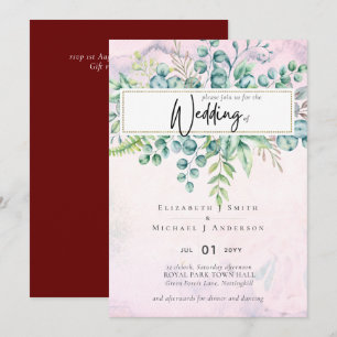 Belle Bourgogne Bleu Eucalyptus Invitation de verd