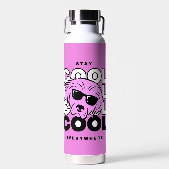 Belle bouteille d'eau de chien rose cool cool (Avant)