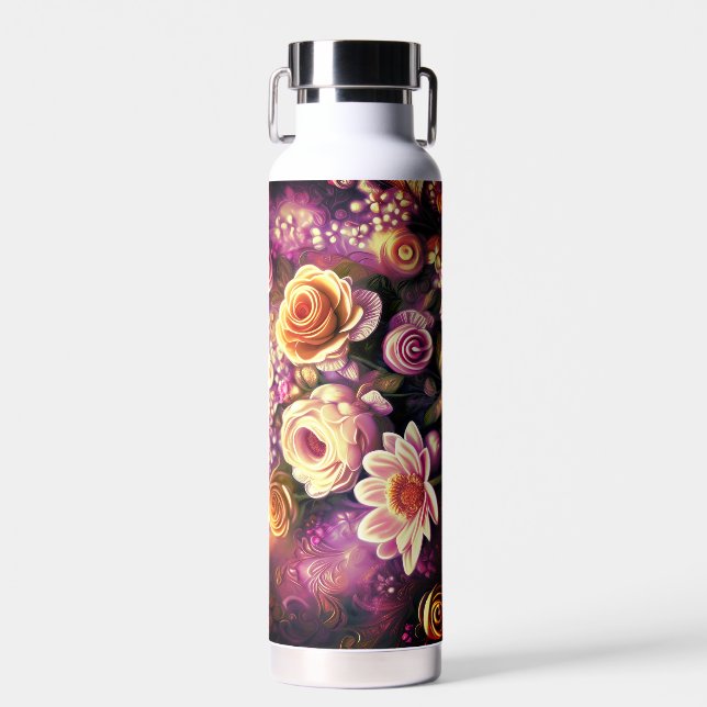 Belle bouteille d'eau Motif à fleurs acryliques (Avant)
