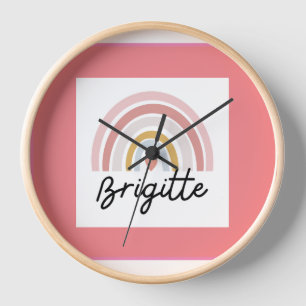 Belle Brigitte avec Rainbow Design horloge murale.