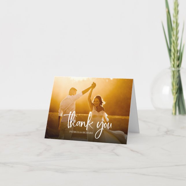 Belle Calligraphie Mariage Merci Photo (Devant)