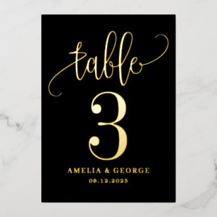 Belle Calligraphie VRAI FOILE Carte Numéro de tabl