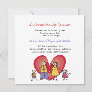 Belle Caricature Amusante Bonne Famille Invitation