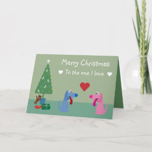 Belle Caricature Chiens En Amour Carte de Noël