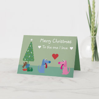 Belle Caricature Chiens En Amour Carte de Noël