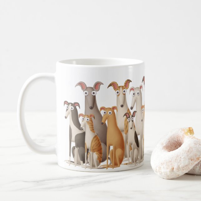 Belle caricature grisâtre amoureux des chiens mug  (Avec donut)