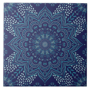 Belle carreaux de céramique mandala   bleu marine,