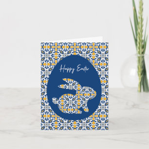 🐇 💙 💛 Belle carte Azulejos bleu et jaune