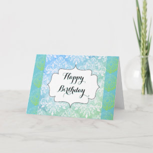 Belle carte d'anniversaire bleu et vert joyeux