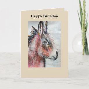 Belle carte d'anniversaire d'âne multicolore