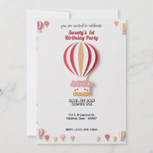 Belle carte d'anniversaire de ballon à air chaud a