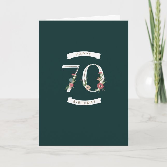 Belle carte d'anniversaire des chiffres floraux 70 (Devant)