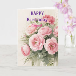 Belle carte d'anniversaire d'hiver rose