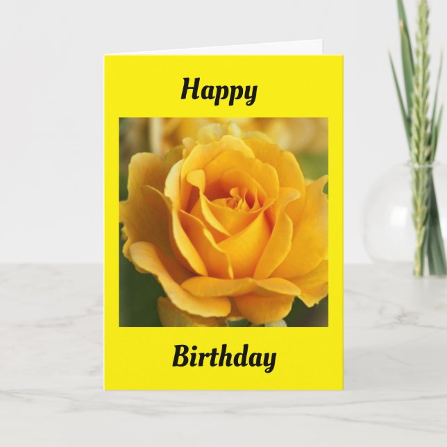 BELLE CARTE D'ANNIVERSAIRE JAUNE "ROSE JAUNE" (Devant)