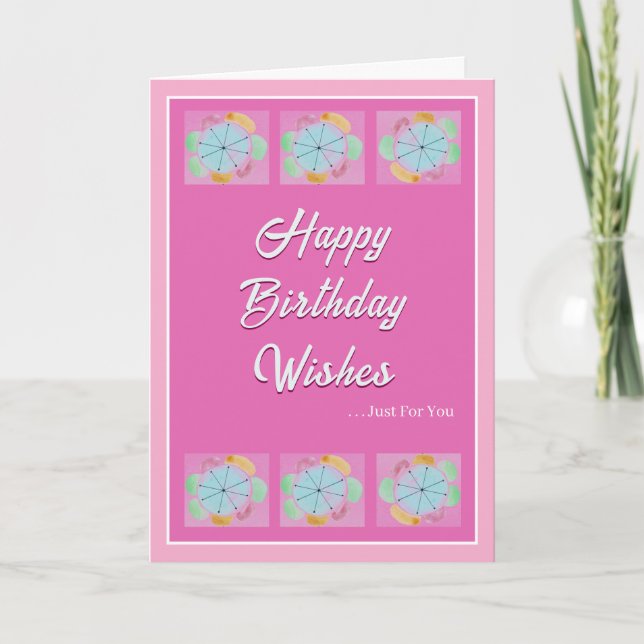 Belle Carte d'Anniversaire Moderne Flower Fun tend (Devant)