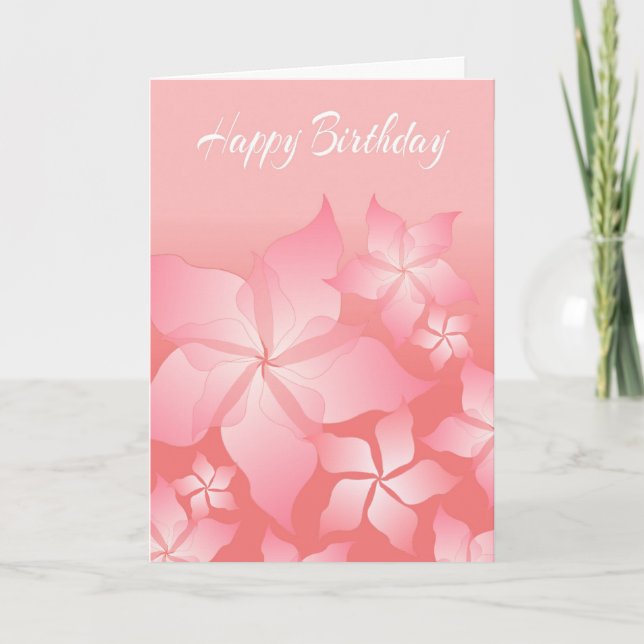 Belle carte d'anniversaire rose Floral Abstrait (Devant)