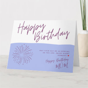Belle carte d'anniversaire violet et bleu joyeux p