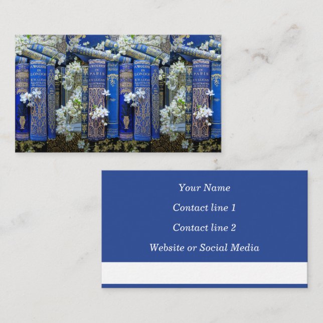 Belle carte d'appel Book Spines (Blue) (Devant / Derrière)