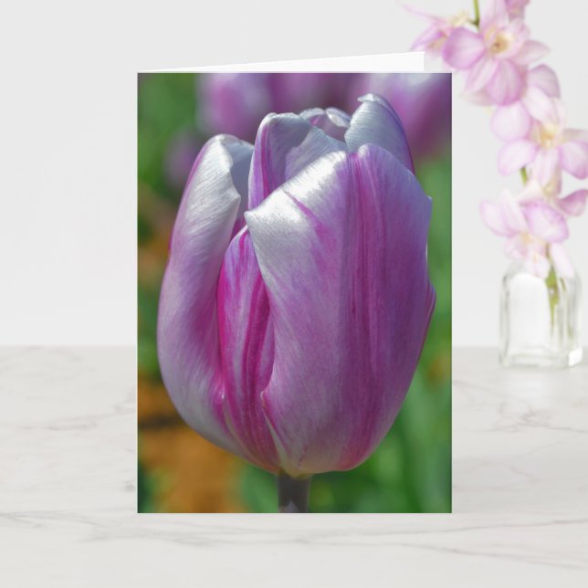 Belle carte d'art à fleurs de tulipes violettes (Orchidée)