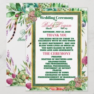 Belle carte de cérémonie Mariage Succulents