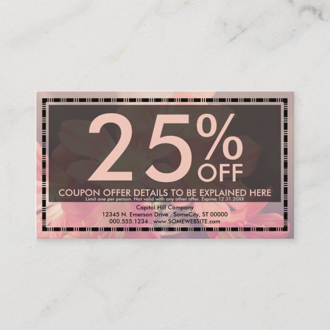 belle carte de coupon de fleurs (Devant)