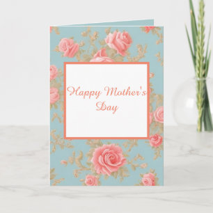 Belle carte de fête des mères à motif de rose rose