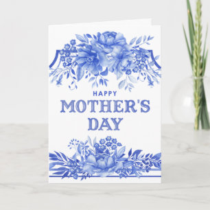 Belle carte de fête des mères aquarelle bleue et b