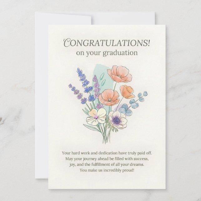 Belle carte de fin d'études florale (Devant)