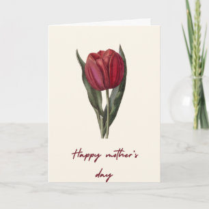 Belle carte de la fête des mères avec tulipe rouge