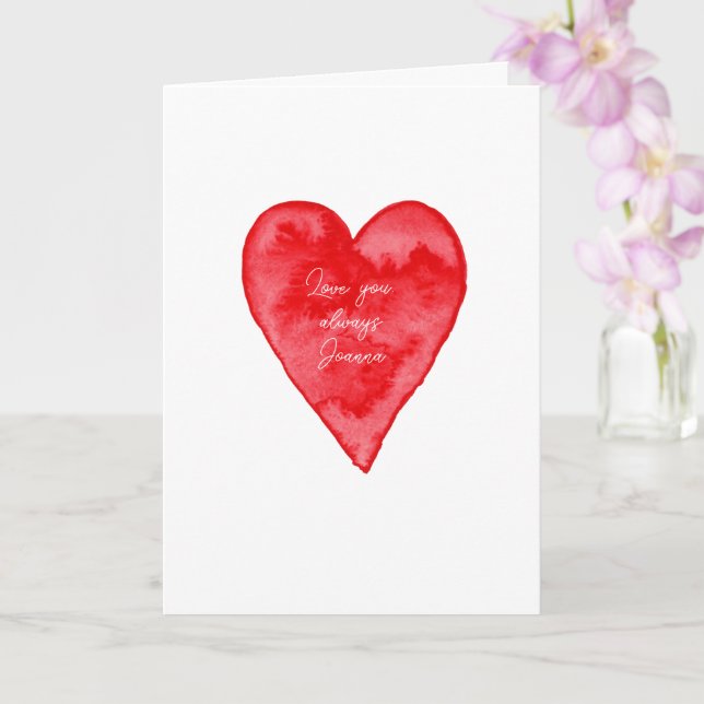 Belle carte de la Saint-Valentin au cœur aquarelle (Orchidée)