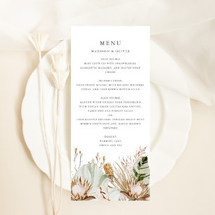 Belle carte de menu Boho Botanical Mariage