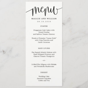 Belle carte de menu Calligraphy