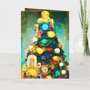 Belle carte de Noël au style Klimt d'aspect riche