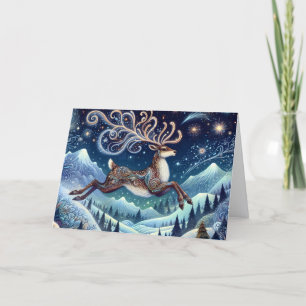 Belle carte de Noël de vacances de cerf d'hiver