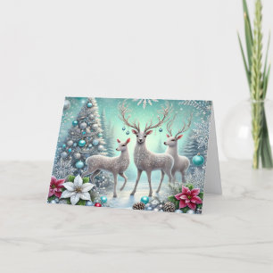Belle carte de Noël du cerf blanc