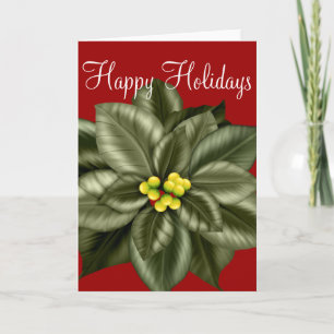 Belle carte de Noël Green Poinsettia