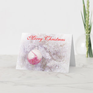 Belle carte de Noël rose et blanc Bauble