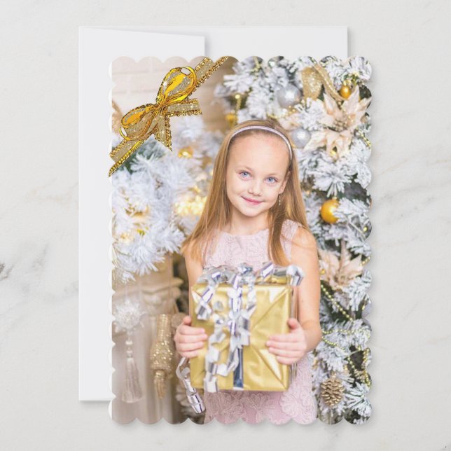 Belle carte de Noël rose et or, Ajouter une photo (Devant)